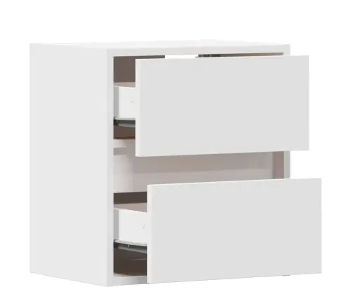 Sienas Naktsskapīši Ar Led Apgaismojumu, 2 Gab., Balti Vidaxl