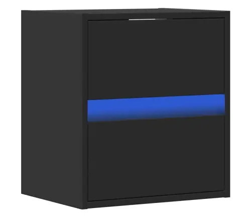 Sienas Naktsskapīši Ar Led Apgaismojumu, 2 Gab., Melni Vidaxl