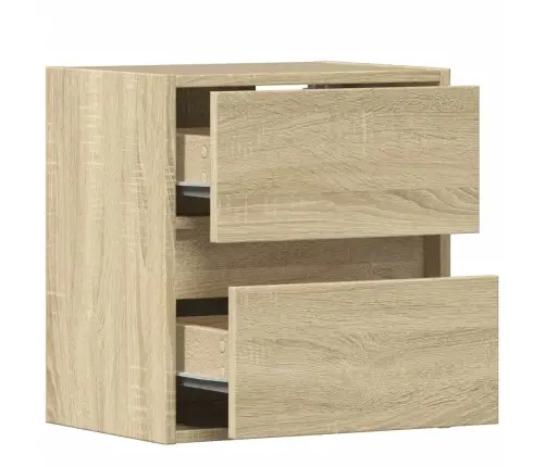 Sieninės Naktinės Spintelės Su Led, 2Vnt., Ąžuolo