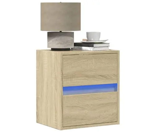 Sieninės Naktinės Spintelės Su Led, 2Vnt., Ąžuolo