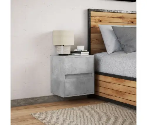 Prie Sienos Montuojama Naktinė Spintelė Su Led, Betono Pilka