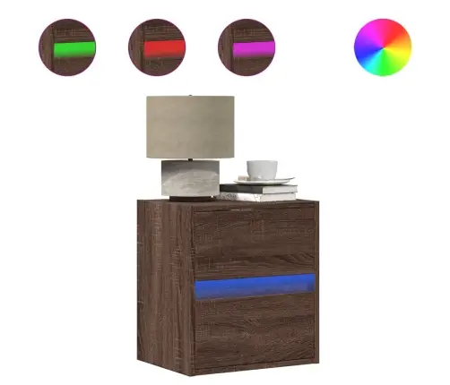 Sienas Naktsskapītis Ar Led Apgaismojumu, Ozola Krāsa Vidaxl