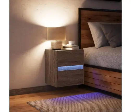 Sienas Naktsskapītis Ar Led Apgaismojumu, Ozola Krāsa Vidaxl