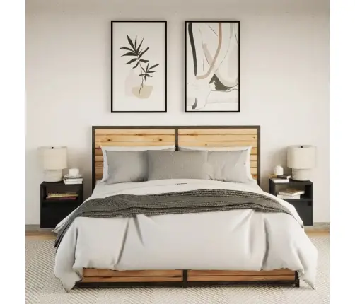 Sienas Naktsskapīši Ar Led Apgaismojumu, 2 Gab., Melni Vidaxl