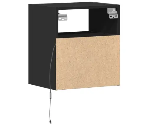 Sienas Naktsskapīši Ar Led Apgaismojumu, 2 Gab., Melni Vidaxl