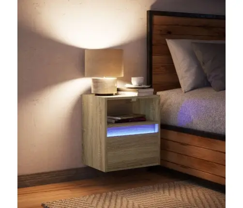 Sienas Naktsskapītis Ar Led Apgaismojumu, Ozola Krāsa Vidaxl