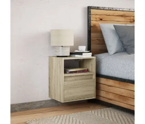 Sienas Naktsskapītis Ar Led Apgaismojumu, Ozola Krāsa Vidaxl