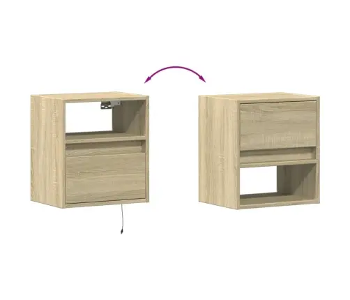 Sienas Naktsskapītis Ar Led Apgaismojumu, Ozola Krāsa Vidaxl