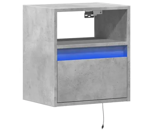 Sienas Naktsskapītis Ar Led Apgaismojumu, Betona Pelēks Vidaxl
