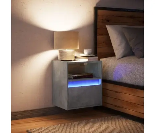 Sienas Naktsskapītis Ar Led Apgaismojumu, Betona Pelēks Vidaxl
