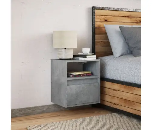 Sienas Naktsskapītis Ar Led Apgaismojumu, Betona Pelēks Vidaxl