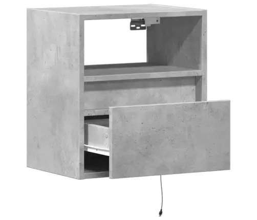 Sienas Naktsskapītis Ar Led Apgaismojumu, Betona Pelēks Vidaxl