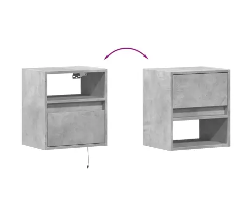 Sienas Naktsskapītis Ar Led Apgaismojumu, Betona Pelēks Vidaxl