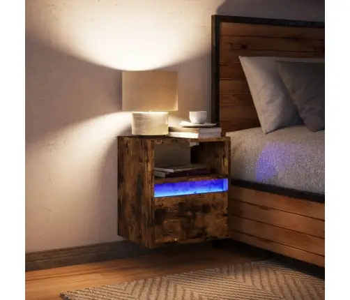 Sienas Naktsskapītis Ar Led Apgaismojumu, Ozola Krāsa Vidaxl