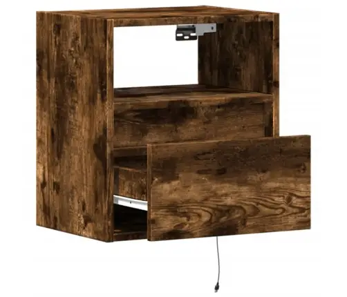 Sienas Naktsskapītis Ar Led Apgaismojumu, Ozola Krāsa Vidaxl