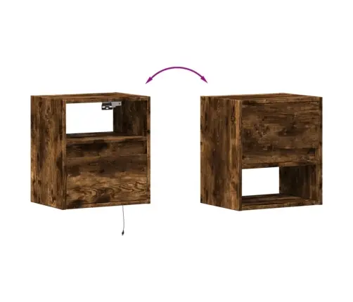 Sienas Naktsskapītis Ar Led Apgaismojumu, Ozola Krāsa Vidaxl