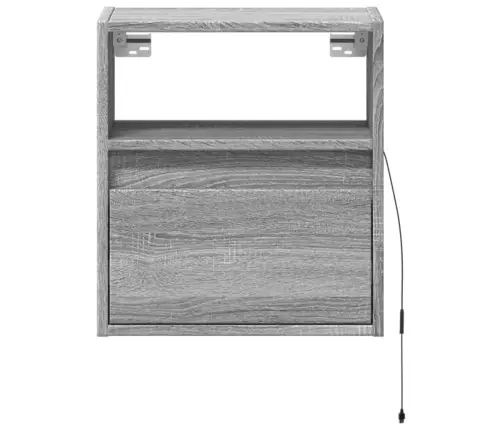 Prie Sienos Montuojama Naktinė Spintelė Su Led, Pilka Ąžuolo