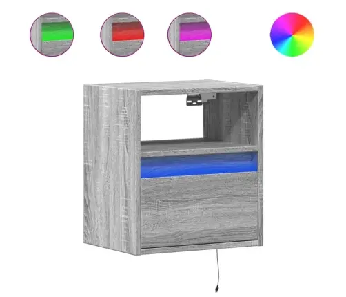 Sienas Naktsskapīši Ar Led, 2 Gab., Pelēcīga Ozolkoka Krāsa Vidaxl