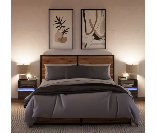 Seinale Kinnitatavad Öökapid Led-Tuledega 2 Tk, Pruun Tamm