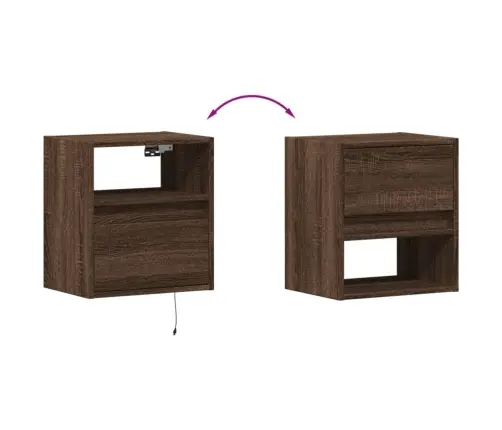 Seinale Kinnitatavad Öökapid Led-Tuledega 2 Tk, Pruun Tamm