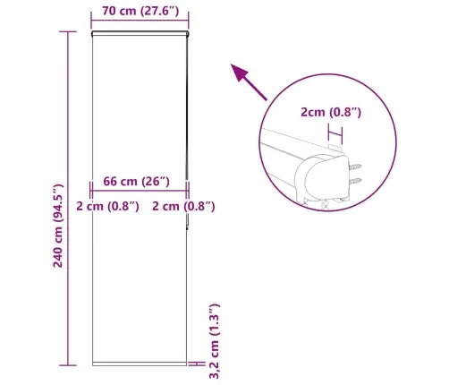 Rullo Žalūzija Dušai Kaseti, 70X240 Cm, Auduma Platums 66 Cm Vidaxl