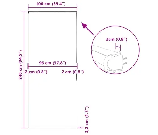 Dušo Roletas Su Kasete, 100X240 cm Audinio Plotis 96 Cm