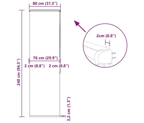Dušo Roletas Su Kasete, 80X240 cm Audinio Plotis 76 Cm