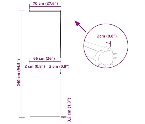 Rullo Žalūzija Dušai Kaseti, 70X240 Cm, Auduma Platums 66 Cm Vidaxl