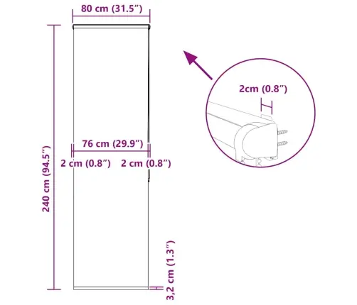 Rullo Žalūzija Dušai Ar Kaseti, 80X240 Cm, Auduma Platums 76 Cm Vidaxl