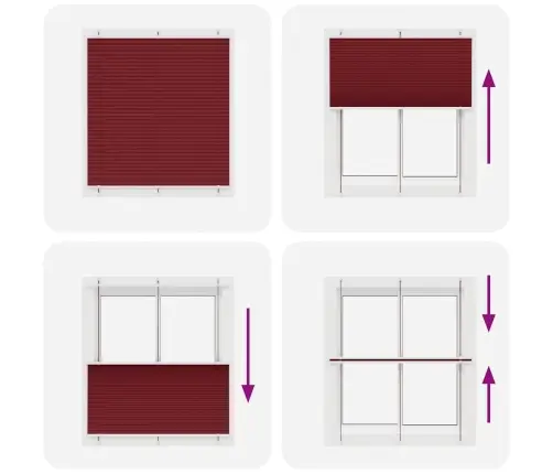 Plisuota Žaliuze Bordo Raudona 120X150 Cm Audinio Plotis