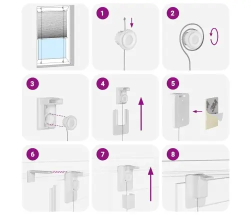 Plisuota Žaliuze Balta 55X100 Cm Audinio Plotis 54,4 Cm