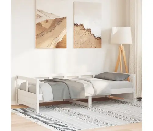 Päevavoodi Ilma Madratsita, Valge, 90 X 200 cm Männipuit