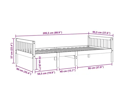 Lastevoodi Ilma Madratsita, Valge, 90 X 200 cm Männipuit