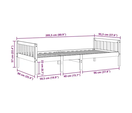 Bērnu Gulta Bez Matrača, Vaska Brūna, 90X200 Cm, Priedes Koks Vidaxl