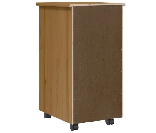 Skapis Ar Atvilktnēm Un Ritenīšiem Moss, Brūns, Priedes Koks Vidaxl