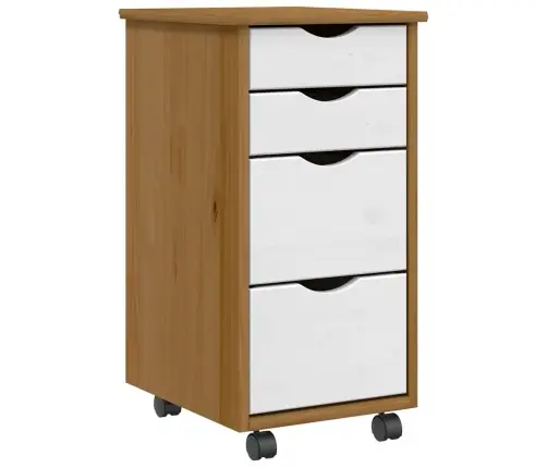 Spintelė Su Ratukais Ir Stalčiais Moss, Ruda, Pušies Masyvas