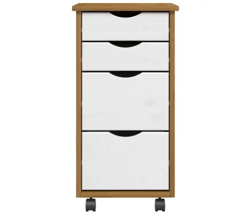 Spintelė Su Ratukais Ir Stalčiais Moss, Ruda, Pušies Masyvas