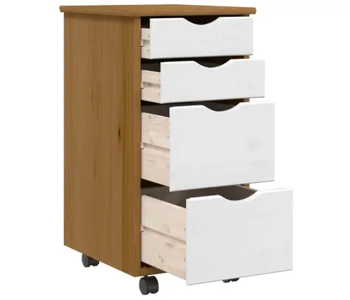 Spintelė Su Ratukais Ir Stalčiais Moss, Ruda, Pušies Masyvas