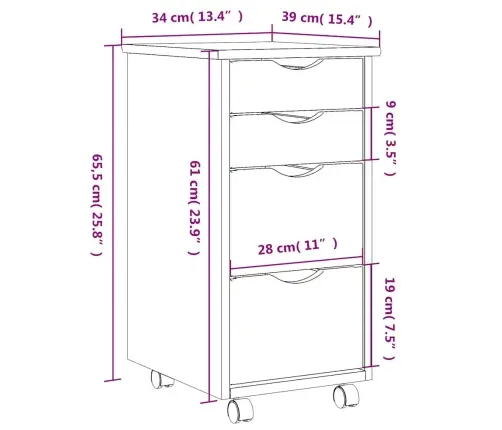 Spintelė Su Ratukais Ir Stalčiais Moss, Ruda, Pušies Masyvas