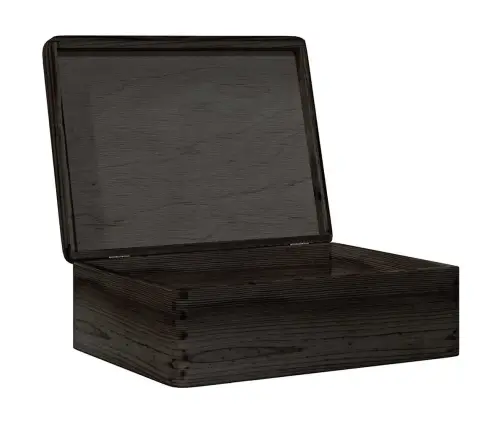 Puidust Kast Kaanega Must 40X30X13 Cm Täispuit Männipuit