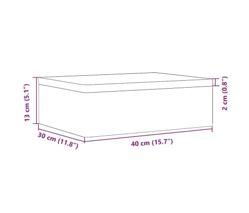 Puidust Kast Kaanega Must 40X30X13 Cm Täispuit Männipuit