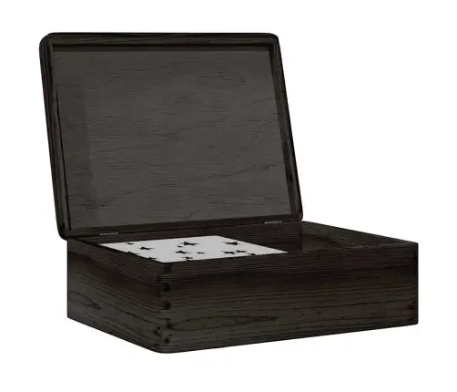 Puidust Kast Kaanega Must 40X30X13 Cm Täispuit Männipuit