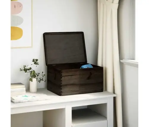 Koka Kaste Ar Vāku, Melns, 40X30X23 Cm, Priedes Masīvkoks Vidaxl