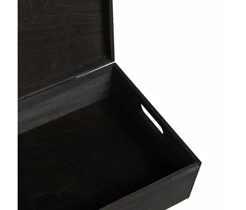 Puidust Kast Kaanega Ja Käepidemetega Must Täispuit Männipuit