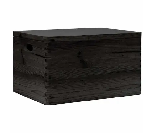 Koka Kaste Ar Vāku Un Rokturiem Melns 40X30X23 Cm Priedes Koks Vidaxl