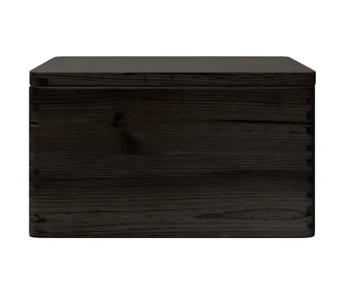 Koka Kaste Ar Vāku Un Rokturiem Melns 40X30X23 Cm Priedes Koks Vidaxl