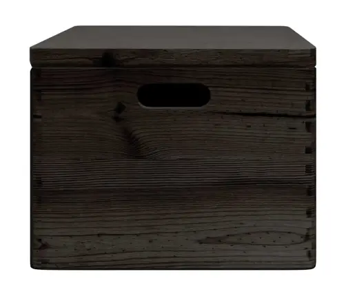 Koka Kaste Ar Vāku Un Rokturiem Melns 40X30X23 Cm Priedes Koks Vidaxl