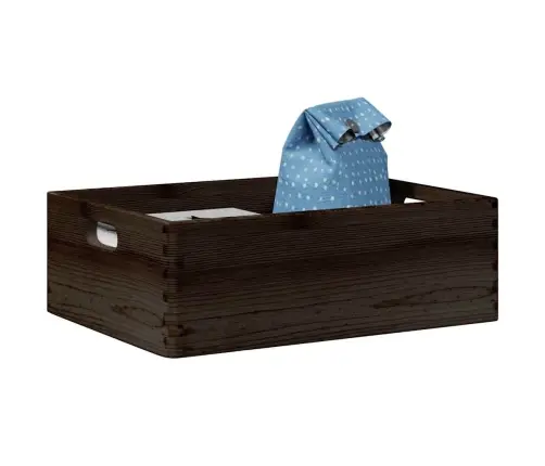 Puidust Kast Käepidemetega Must 40X30X13 Cm Täispuit Männipuit