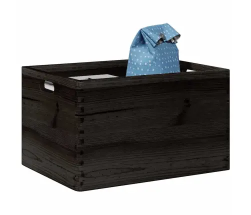 Koka Kaste Ar Rokturiem, Melns, 40X30X23 Cm, Priedes Masīvkoks Vidaxl