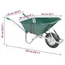 Wheelbarrow Green 90 L 150 Kg Cinkots Tērauds Un Plastmasa Vidaxl